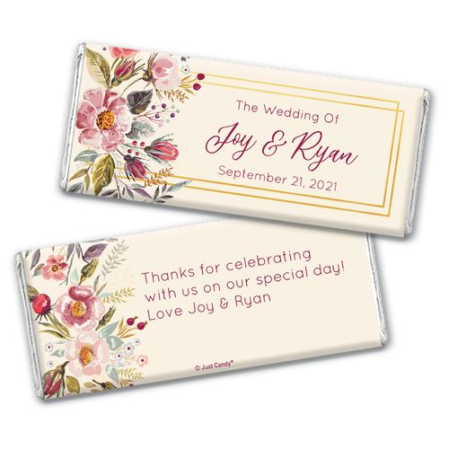 Personalized Wedding Blooming Bouquet Chocolate Bar & Wrapper