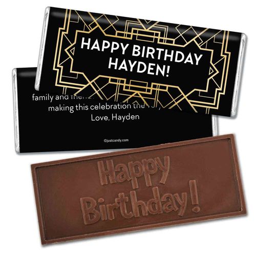 Birthday Personalized Embossed Chocolate Bar Art Deco 1920s Gatsby