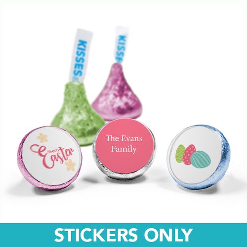 Personalized Easter Eggs & Flowers 3/4" Sticker (108 Stickers)