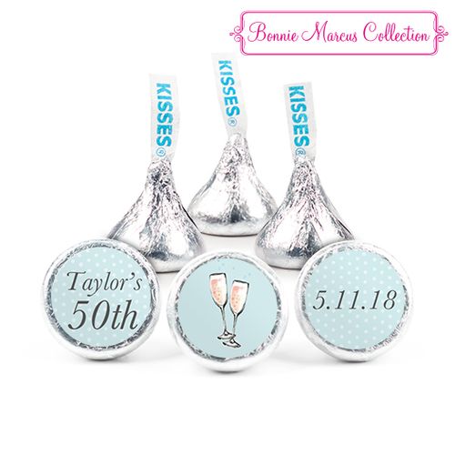 Personalized Birthday Bubbly Party Blue Hershey's Kisses