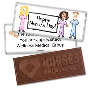 Nurse Appreciation Personalized Embossed Nurse Chocolate Bar Multicultural Scrubs