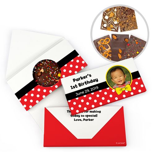 Personalized Birthday Mickey Themed Photo Gourmet Infused Belgian Chocolate Bars (3.5oz)