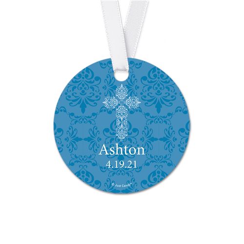 Personalized Round Elegant Cross Communion Favor Gift Tags (20 Pack)