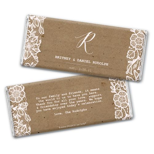 Personalized Wedding Floral Lace Chocolate Bar Wrappers
