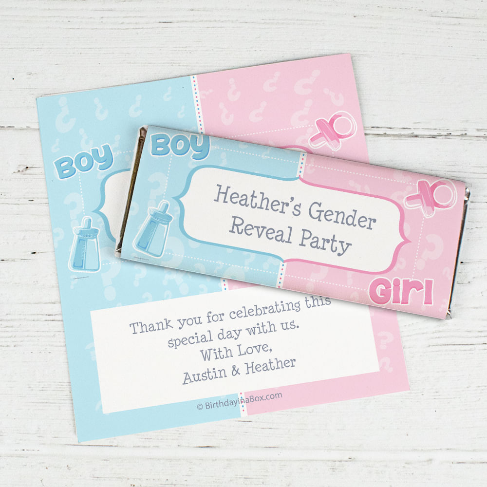 Gender Reveal | Personalized Chocolate Bar Wrappers | Pick a Side ...