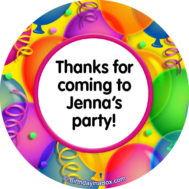 Balloon Bash Personalized 2" Stickers (20 Stickers) Just Candy