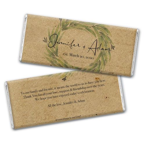 Personalized Wedding Sage Wreath Chocolate Bar Wrappers