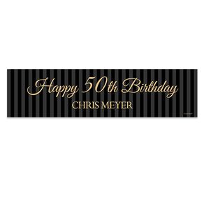 Personalized Birthday 50th Regal Pinstripe 5 Ft. Banner