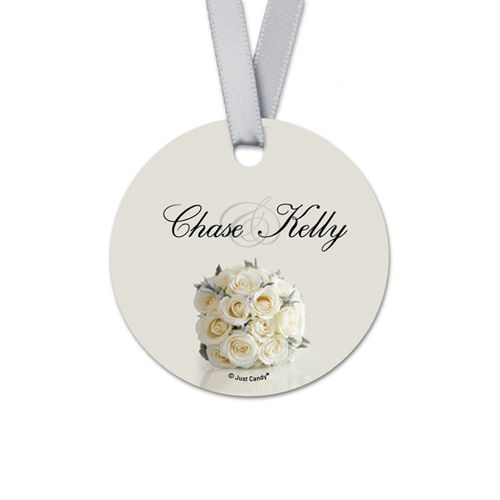 Personalized Round Bouquet Rehearsal Dinner Favor Gift Tags (20 Pack)