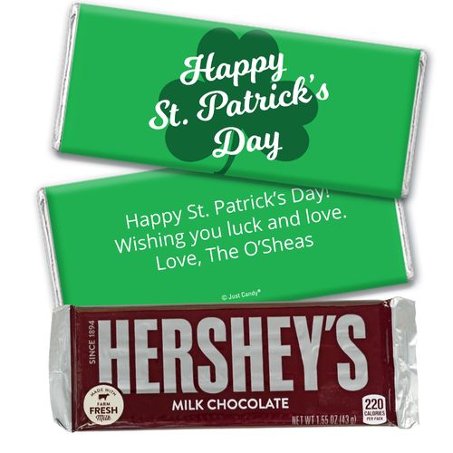 Personalized St. Patrick's Day Clover Hershey's Milk Chocolate Bar & Wrapper