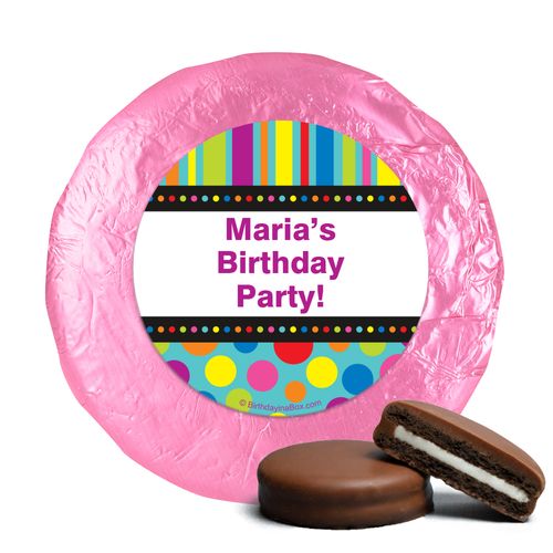 Birthday Stripes & Dots Personalized Milk Chocolate Covered Oreos