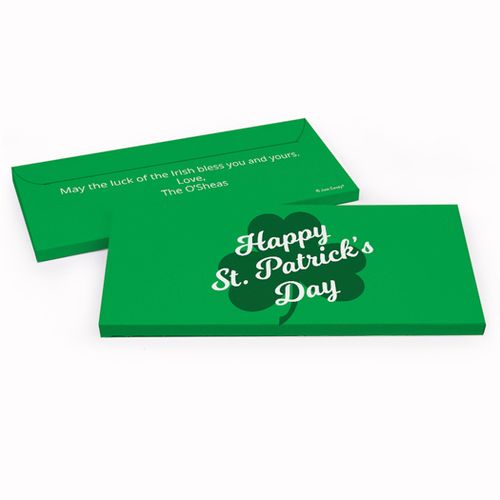 Deluxe Personalized St. Patrick's Day Clover Chocolate Bar in Gift Box