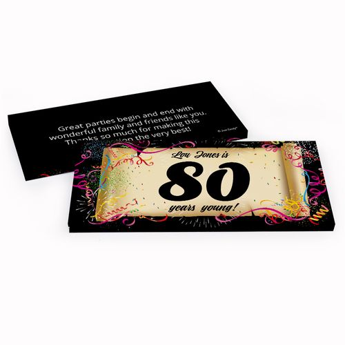 Deluxe Personalized Birthday 80th Confetti Birthday Hershey's Chocolate Bar in Gift Box