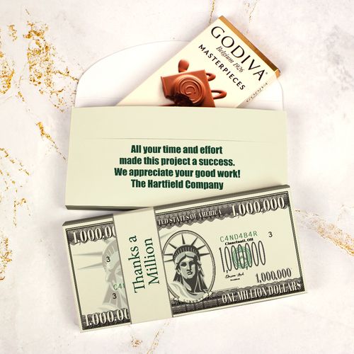 Deluxe Personalized Business Thanks a Million Godiva Chocolate Bar in Gift Box