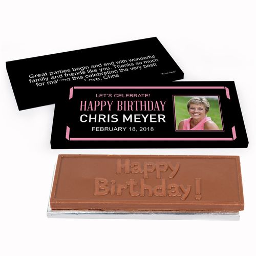 Deluxe Personalized Adult Birthday Celebrate Photo Chocolate Bar in Gift Box