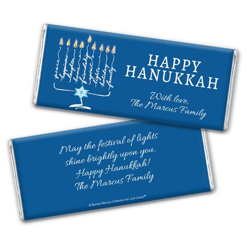 Personalized Bonnie Marcus Hanukkah Lights Chocolate Bar Wrapper Only