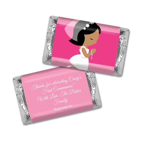 Communion Personalized Hershey's Miniatures Wrappers Girl in Prayer