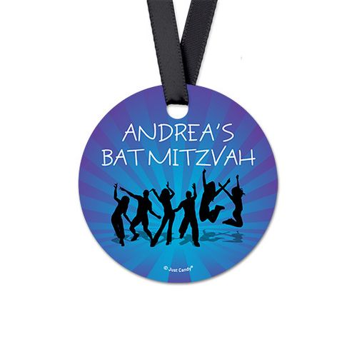 Personalized Round Dance Party Bat Mitzvah Favor Gift Tags (20 Pack)