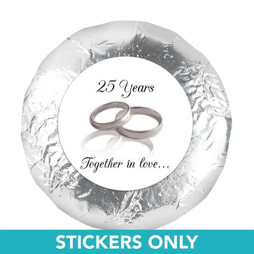 Anniversary 1.25" Sticker Gilded Rings 25th (48 Stickers)
