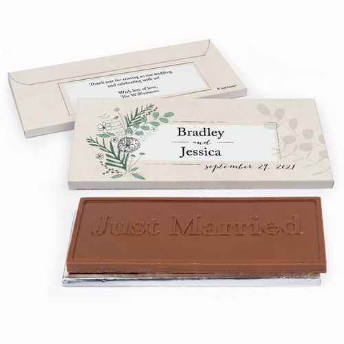 Deluxe Personalized Wedding Romantic Flora Chocolate Bar in Gift Box