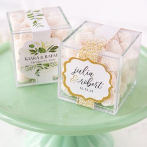 Personalized Wedding JUST CANDY® favor cube with Jelly Belly Gumdrops