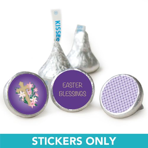 Easter 3/4" Sticker Oval Cross with Lilies (108 Stickers)