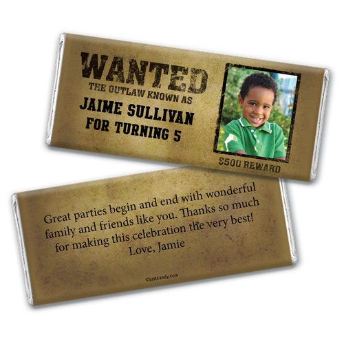 Birthday Personalized Chocolate Bar Wrappers Wanted Poster Western Photo
