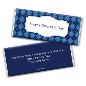Personalized Father's Day Argyle Pattern Chocolate Bar Wrappers