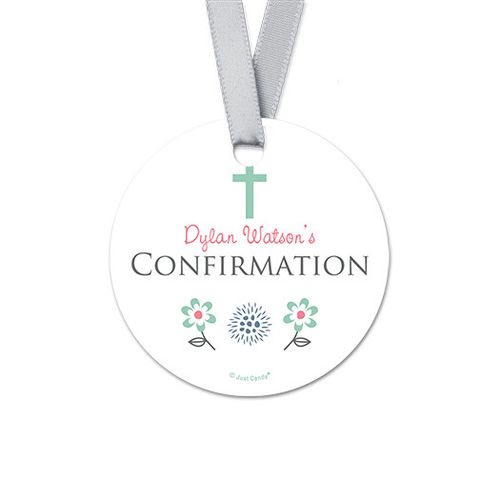 Personalized Round Blooming Confirmation Favor Gift Tags (20 Pack)