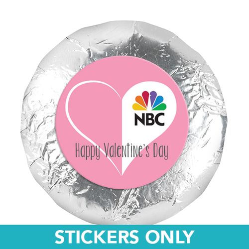 Personalized Valentine's Day Add Your Logo White Heart 1.25" Stickers (48 Stickers)