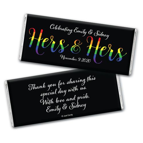 Personalized Lesbian Wedding Hers & Hers Rainbow Chocolate Bar Wrappers Only