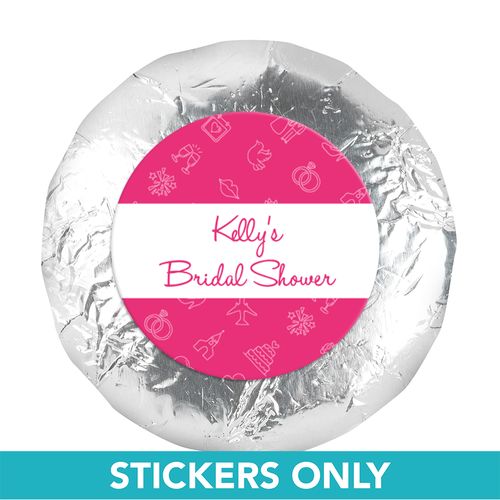 Bridal Shower Favors Pink Wedding Symbols 1.25" Sticker (48 Stickers)