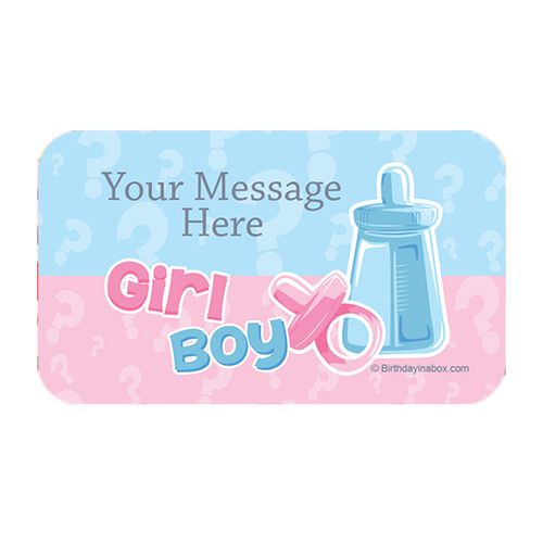 Gender Reveal Personalized Rectangular Stickers (18 Stickers)