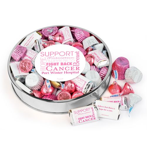Personalized Breast Cancer Awareness Large Plastic Tin Hershey's & Reese's Mix