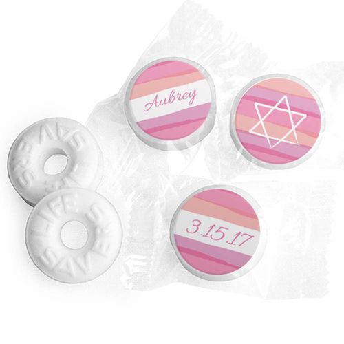 Bat Mitzvah Personalized Pink Watermark Life Savers Mints