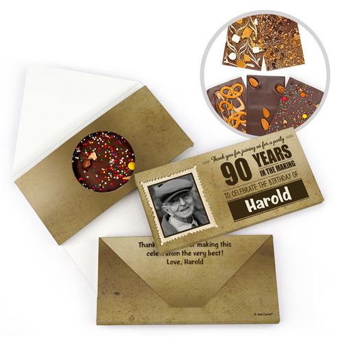 Personalized Milestone Birthday 90th Years to Perfection Gourmet Infused Belgian Chocolate Bars (3.5oz)