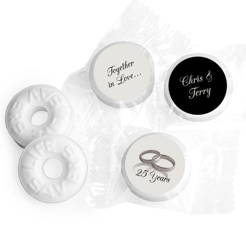 Anniversary Personalized Life Savers Mints Gilded Rings 25th