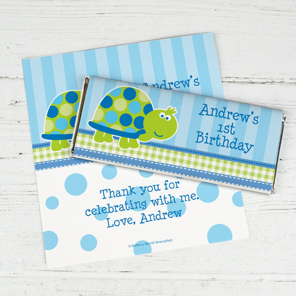 Personalized Birthday Turtle Chocolate Bar Wrappers - JustCandy.com