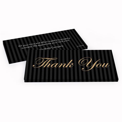 Deluxe Personalized Business Thank You Pinstripes Hershey's Chocolate Bar in Gift Box