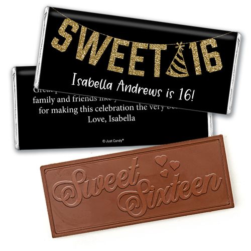 Personalized Birthday Sweet 16 Glitter Party Chocolate Bar & Wrapper