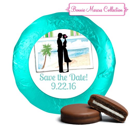 Bonnie Marcus Collection Save the Date Tropical I Do Milk Chocolate Covered Oreo Cookies Foil Wrapped