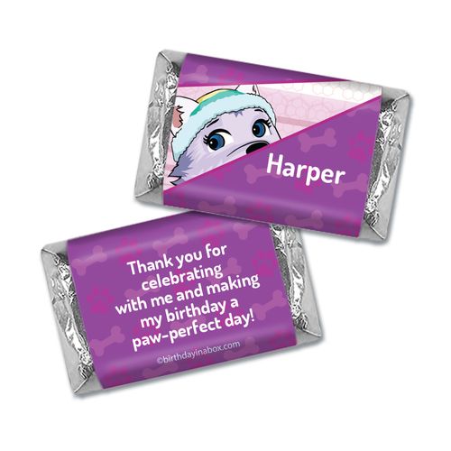 Personalized Birthday Paw Command Pink Hershey's Miniatures Wrappers