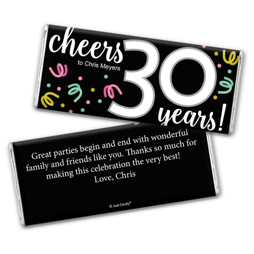Personalized Milestone Birthday Thirty Confetti Chocolate Bar Wrappers Only