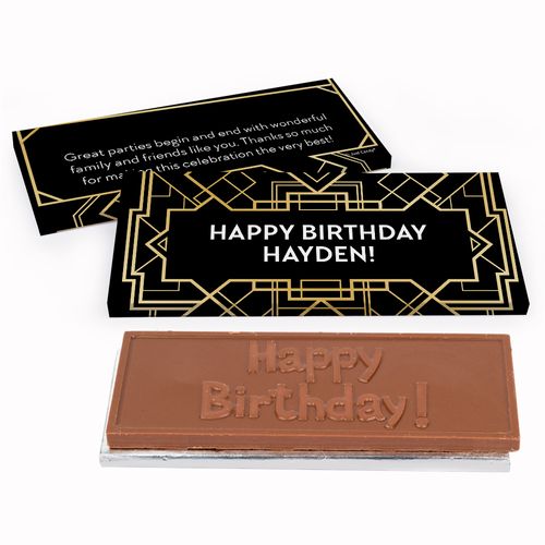 Deluxe Personalized Birthday Art Deco Chocolate Bar in Gift Box
