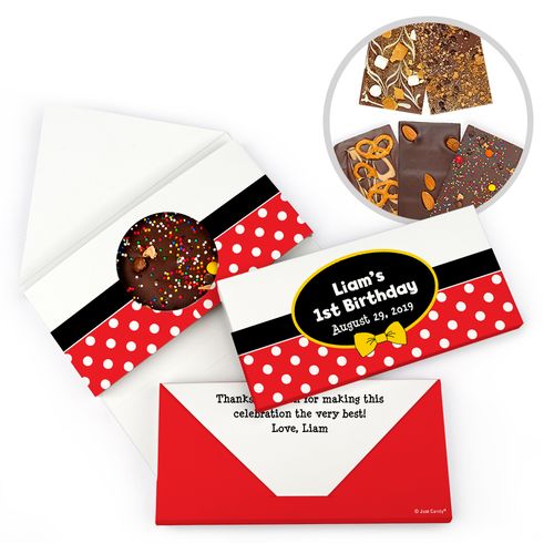 Personalized Birthday Mickey Themed Gourmet Infused Belgian Chocolate Bars (3.5oz)