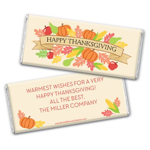 Personalized Bonnie Marcus Thanksgiving Happy Harvest Chocolate Bar & Wrapper