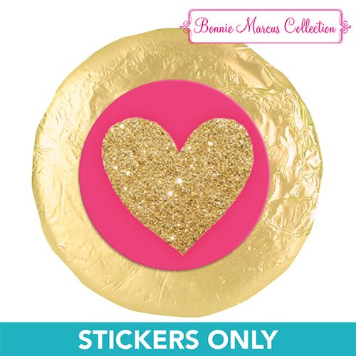 Bonnie Marcus Collection Valentine's Day Glitter Heart 1.25" Stickers (48 Stickers)