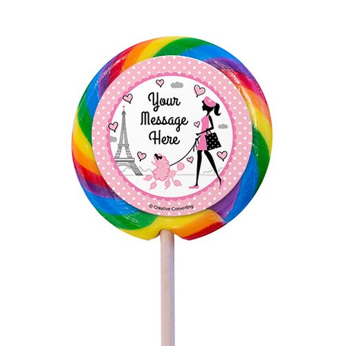 Paris Party Personalized 3" Lollipops (12 Pack)