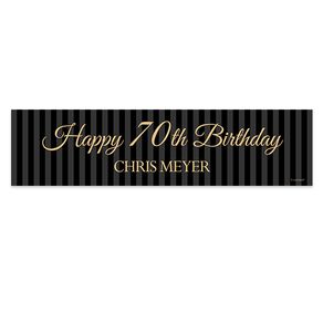 Personalized Birthday 70th Regal Stripes 5 Ft. Banner