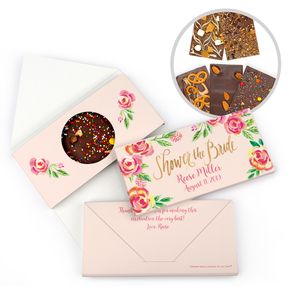 Personalized Bonnie Marcus Bridal Shower Pink Flowers Gourmet Infused Belgian Chocolate Bars (3.5oz)